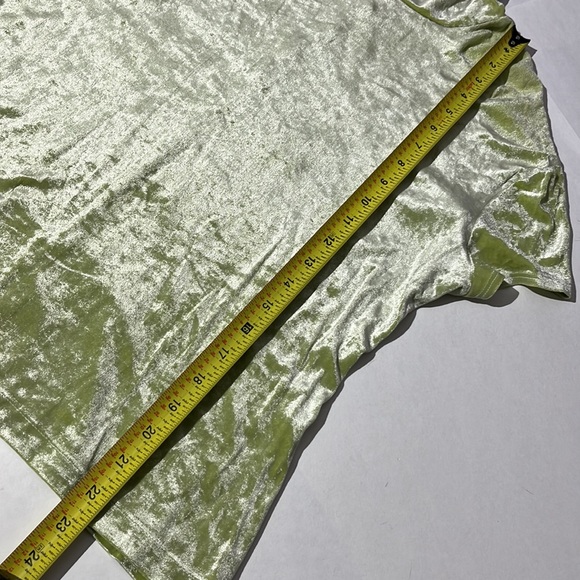 Natori vintage mock neck velvet velour tee lime green small Y2K - Picture 3 of 5